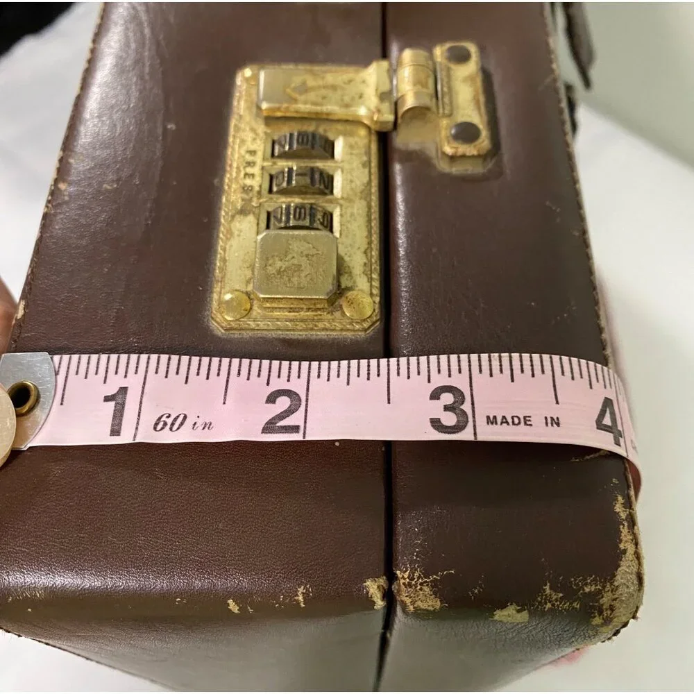 Vintage LAND Leather Briefcase 4” wide with brass combination locks